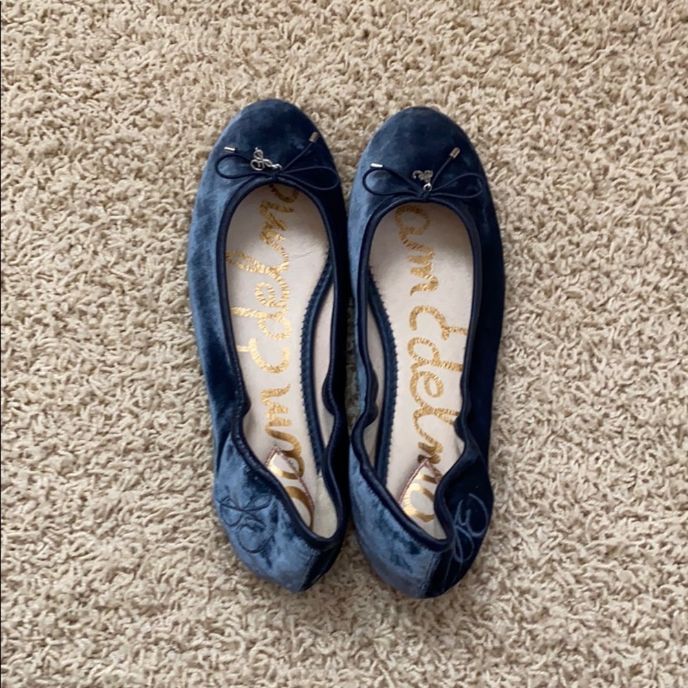navy velvet flats